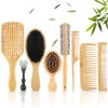 Juego de 8 cepillos de bambú para el cabello, de