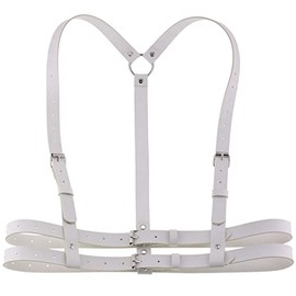 eYLun Women Leather Harness Punk Body Waist Belt - Adjustable Goth Waist Straps White
