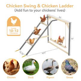 PETSFIT Chicken Perch for Coop-Solid Wood and Rustproof Iron Roosting Bar with Swing - Ideal for Backyard Poultry, Chicken Coops, and Farms-Easy to Assemble and Clean