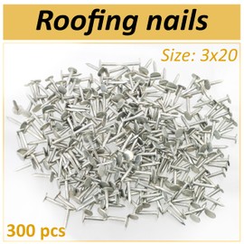 AERZETIX - C70838 - Set of 300 large flat head nails diameter 3 x 20 mm - head diameter 10 mm - made of steel - silver colour - nails, roofing felt, roof tiles, bitumen, cladding, carpentry, roof