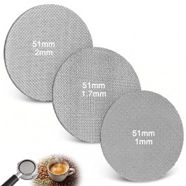 3 Pezzi Schermo per Caffè Espresso 51mm, Schermo per Espresso 316 Pucks da 150 μm Riutilizzabile in Acciaio Inox 1mm/1.7 mm/2mm di Spessore, Puck Screen Filtri per Caffè Espressos Filtro Cestino