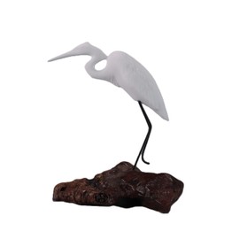 Egret Sculpture from John Perry on Burl Wood Pellucida 8in Tall Statue Figurine