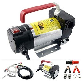 Transfer Pump Kit 10GPM/40LPM Heavy Duty Portable Diesel Fuel ONLY Electric DC 12V Alligator Clamps includes: Aluminum Manual Nozzle, Delivery & Suction Hose w/Filter (NOT For Gasoline)