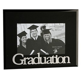 Juliana Black Glass Photo Frame with 3D letters - Graduation 6"x4"