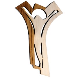 Kaltner Präsente Geschenkidee - 24 cm Wandkreuz Echtes Holz Kreuz Kruzifix modern für die Wand Höhe gefertigt im Grödner Tal Südtirol