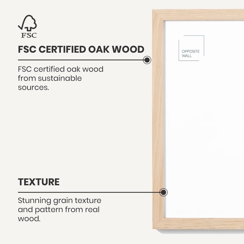 Opposite Wall - 8.5x11 in - Natural Solid Oak Wood