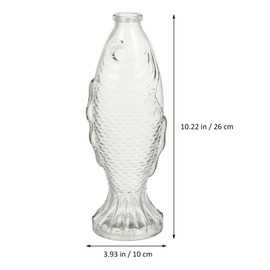 Kichvoe Fish Shaped Decorative Bottle Glass Vase with Cork Stopper 10.23X3.93X2.75In Clear Animal Shape Flower Vase for Home Desktop Decoration