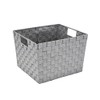 Simplify Large Metallicx Striped Woven Storage Bin in Grey/Silver
