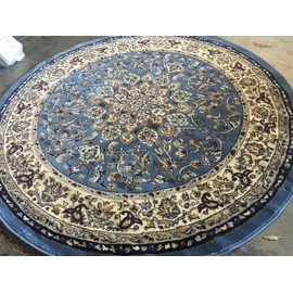 Traditional Round Persian Area Rug Deir Debwan 330,000 Point Blue Design 603 (7 Feet 9 Inch X 7 Feet 9 Inch)