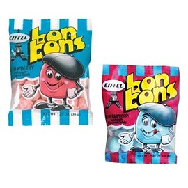 Eiffel Bon Bons 1.25oz 8 Bag Variety Snack Pack, French Candy (4 Strawberry, 4 Blue Raspberry)