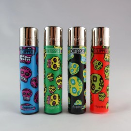 Clipper NEW Fluo Skulls series Clipper lighters set of 4 - 420 stoner lighter glow punk