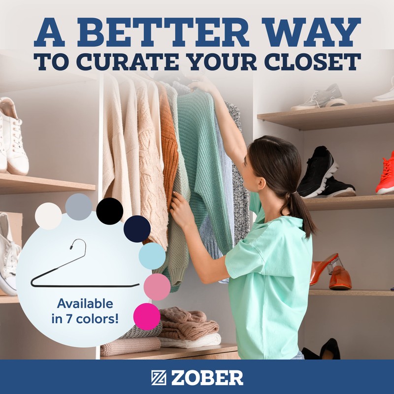 Zober Pants Hangers Non Slip - 20 Pack Open Ended