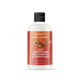 Locsanity Shea Apricot Loose Natural 2-1 Moisturizing and Nourishing Shampoo for Kinky, Coily, Curly Hair - 12 OZ