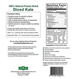 BioTree Labs Freeze Dried Kale - Pack of 1 oz, 100% Natural Healthy Snacks | Great for Hiking, Backpacking, Adding to Pasta or Broths in Cooking | NO Added Sugar or Preservatives, Gluten Free