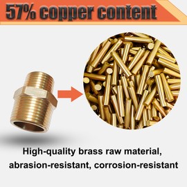 Brass 3/4” x 1/2” NPT Male Threaded Reducing Nipple Pipe Fitting Adapter, Heavy Duty Brass Hex Nipple Reducer Straight Connector, Reduce Pipe Adapter (2pcs,3/4”-1/2”)