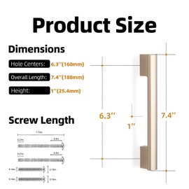 KOMOTIA 10 Pack Champagne Bronze Cabinet Pulls 6.3 Inch Hole Centers Kitchen Cabinet Handles Silver Drawer Pulls Cabinet Hardware