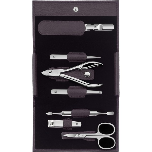 Zwilling Classic Inox 97646-008-0 Case with Press Stud Fastener Cow Leather 7 Pieces Purple