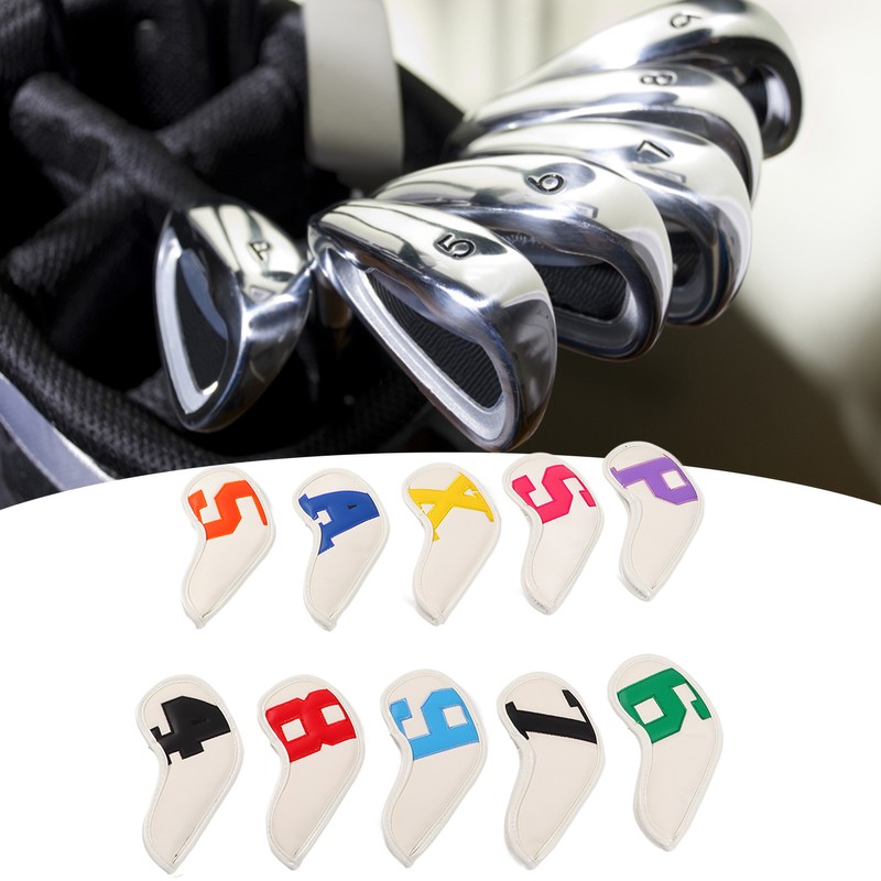 10pcs set PU Waterproof Golf Club Iron Cover Fine Sewing