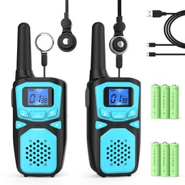 Walkie Talkies for Kids Rechargeable, 2 Pack Long Range Walkie-Talkie for Small 2 Way Radio Hands-Free Outdoor Camping, Hiking Talki with Wearable Lanyard Birthday Xmas Toys Gifts for Boys Girls Kids