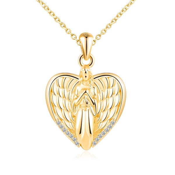 Angel Wings Heart Locket Necklace for Women Girls That Holds