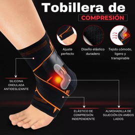 KERD_DANS Knöchelbandage für Verstauchung, Stabilisierung und Kompression, Sport-Fußgelenkbandage mit verstellbarem Klettverschluss, Linderung bei Plantarfasziitis (Orange, Medium)