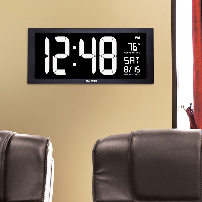 AcuRite 76102M Oversized LED Clock with Indoor Temperature, Date and