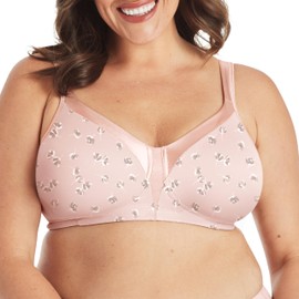 Playtex Women's 18 Hour Silky Soft Smoothing Wireless, Full-Coverage T-Shirt Bra, Single or 2-Pack, Pink Pirouette Floral Print, 40B