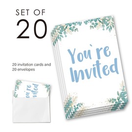 EUDOSI Boy Elephant Baby Shower Invitations Supplies Fill-In Set of 20 with Envelopes a Little Peanut Invites Cards, Double Sided