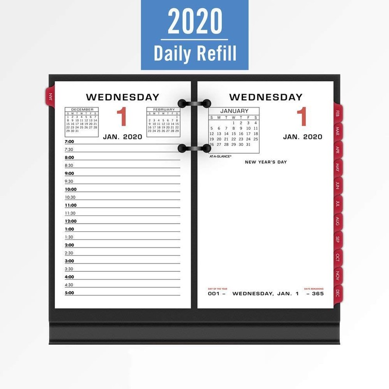 AT-A-GLANCE 2020 Daily Desk Calendar Refill, 3-1/2" x 5-27/32", Loose