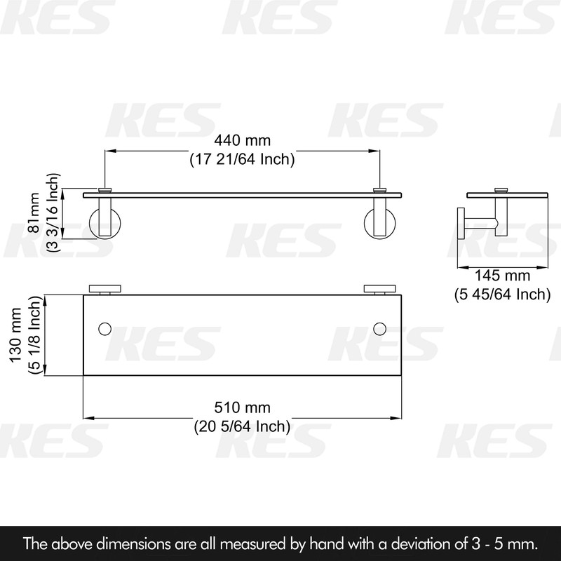 KES Bathroom Glass Shelf Rectangular 20 Inch Floating Glass Shelves