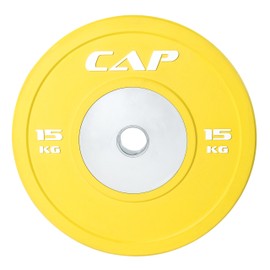 CAP Barbell Olympic Rubber Bumper Plate with Steel Hub 2" (Single), Yellow, 15 kg
