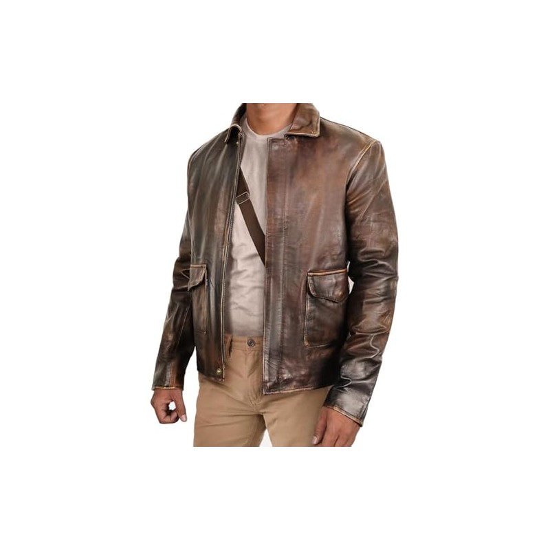 Distressed Leather Jacket - Mens Leather Jacket