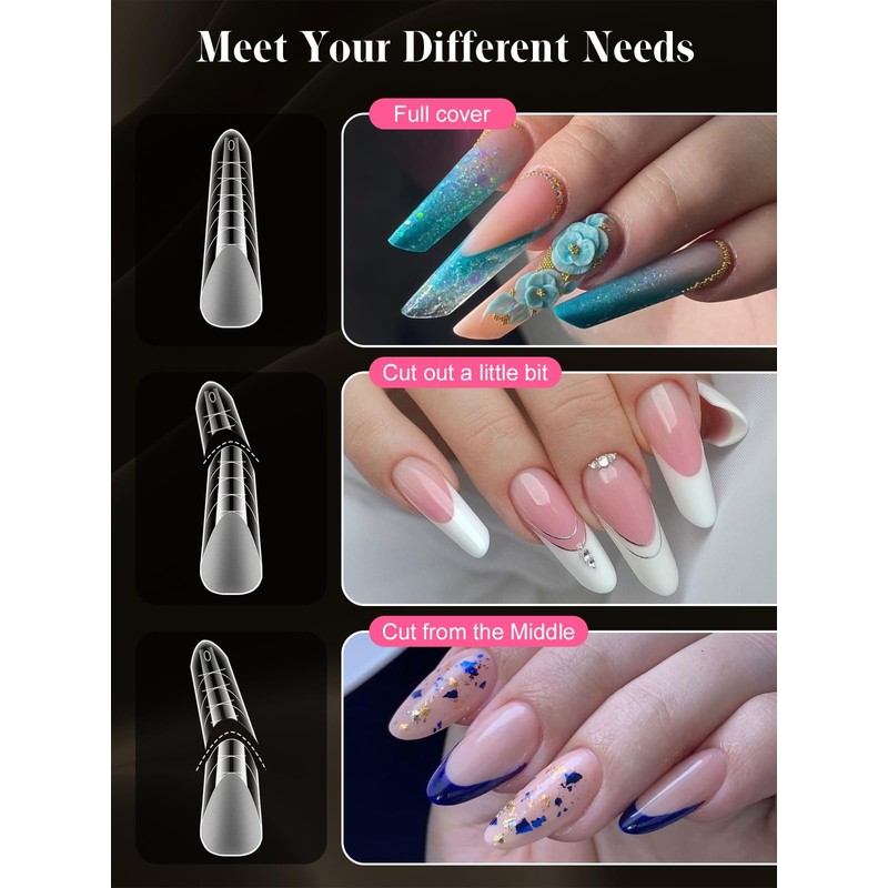 EBANKU Poly Gel Nail Forms Kit - 4 Shapes Reusable