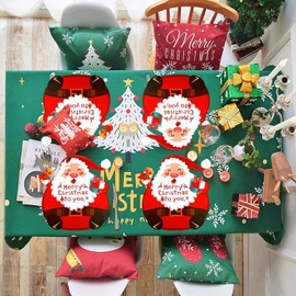 6PCS Lovely Christmas Placemats,Creative Santa Claus Xmas Place Mats,Waterproof PVC Dining Table Place Mats for Christmas,Red Christmas Table Mats for Dining Room Kitchen Table Decor Xmas Parties