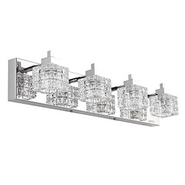TRLIFE Bathroom Vanity Light Fixtures, Modern Bathroom Lights Over Mirror 4 Lights Vanity Light, 26.8inches Crystal Glass Vanity Lights