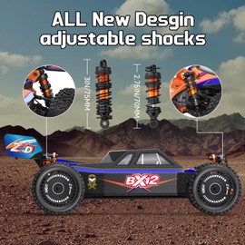 AINIUNIU 1:12 Brushless Fast Rc Cars for Adults Fast 42 MPH,Off Road Rc Car 4X4,Remote Control Car for Adults 4WD High Speed Racing RC Car with Two 3S 2200 mAh Truck Racing Buggy Suitable for Gifts