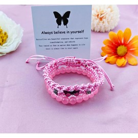 Always Believe in Yourself Butterfly Bracelet Cute Blue Butterfly Bracelet 3Pcs Butterfly Charm Bracelets Set Adjustable Braided Rope Butterfly Bracelet Lucky Friendship Bracelets for Mens Womens (Style-D)