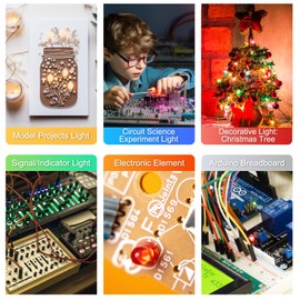 DiCUNO 200pcs 5mm LED Light Emitting Diodes 2pin Diffused Assorted Kit Box Color UV/Red/Yellow/Green/Blue/Warm White/White/Pink/Orange/Chartreuse (10 Colors x 20pcs)