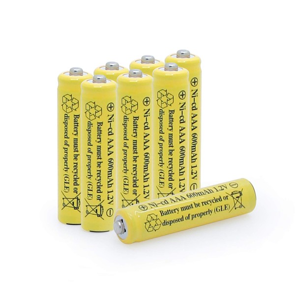 BAOBIAN 1.2v AAA 600mAh NiCd Rechargeable Battery for Outdoor Solar Lights,Garden Lights, Remotes, Mice (Yellow 8 PCS)