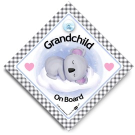 Grandchild Koala On Board Sign, Baby on Board Style Suction Cup Car Window Sign