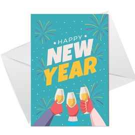 RED OCEAN New Year Cards Multipack | Happy New Year Cards pack of 12 | Includes 6 unique colourful designs, with 6 white envelopes | Cards For Family Friends Neighbours