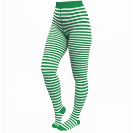 Weri Spezils Women's Tights Cotton Warm and Fashionable in Various Colour Variations, White-Green Curling
