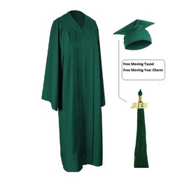 HEPNA [2025] Unisex Adult's Matte Graduation Gown Cap Tassel Set,Graduation Robe Hat for High School College Ceremony(Forest Green,Size48)
