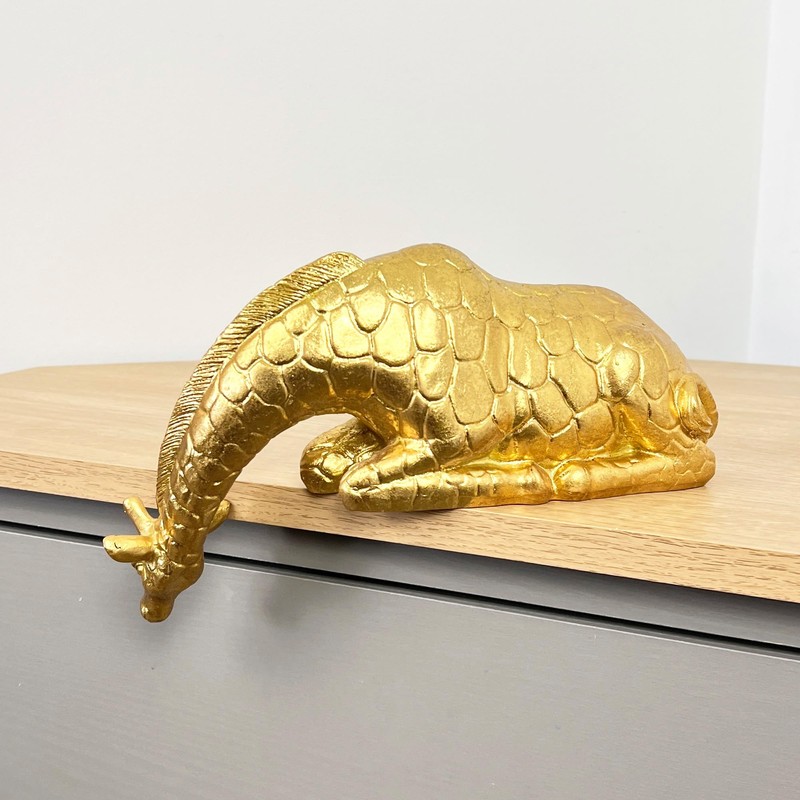 Over Shelf/Edge Gold Giraffe Ornament Gift Statue Animal Home Sculpture