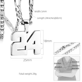 MIMITLTY - Collares de número de jersey personalizados para hombres, cadena de acero inoxidable con colgante de número deportivo para hombres, béisbol, baloncesto, equipo de fútbol, joyería de