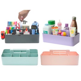 Enjoy Organizer Portable Caddy Organizer - Stackable Plastic Caddy with Handle | Desk, Makeup, Dorm Caddy, Classroom Art Organizers (Made In Usa) (Mint/Pink/Lavender/Gray)