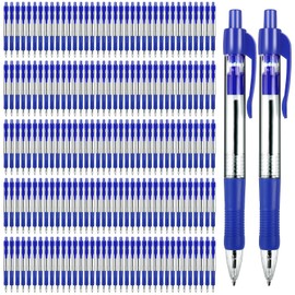 Blcculi 200 Pack Retractable Ballpoint Pens Bulk,1.0 mm Medium Point Pen,Blue Gel Ink Pens,Smooth Writing Pens with Comfortable Grip for Office Supplies Journal Writing (Blue Ink)