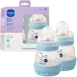 MAM Easy Start - Biberones anticólicos, flujo extra lento, botella de pezón de silicona similar a la lactancia materna, reduce los cólicos, gas y reflujo, fáciles de limpiar, sin BPA, biberones