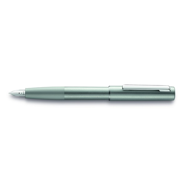 LAMY Olive Silver Aion Fountain Pen with Medium Nib and Blue Ink (L77OEM)