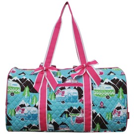 NGIL Happy Camper Print Large Quilted Duffle Bag